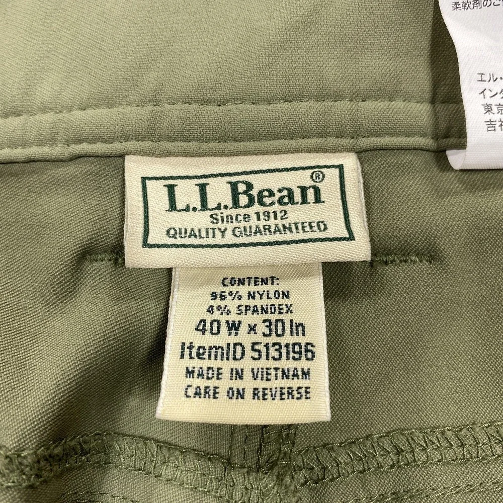 L.L. Bean‎ Pants Mens 40x30 Green Chino Nylon Stretch Hiking Outdoor